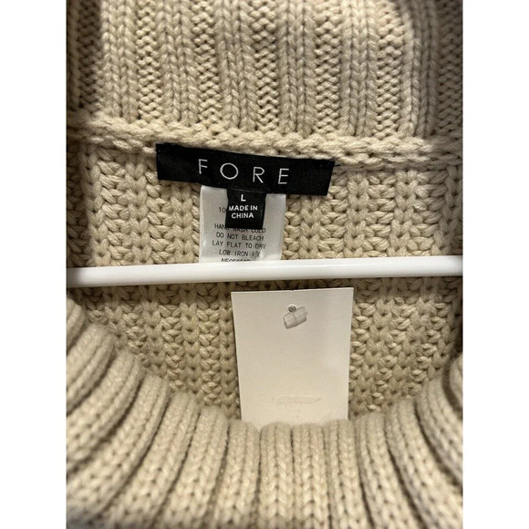 Fore Womens Beige Knit‎ Sleeveless Comfy Turtleneck Sweater Vest L Large NWT - Picture 4 of 7